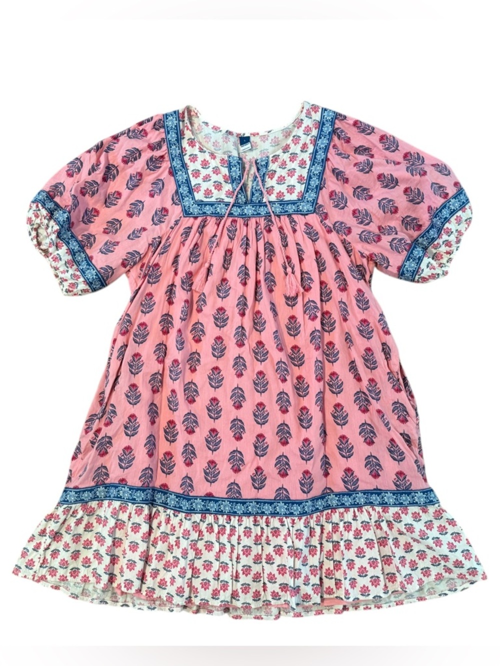 Old Navy Puff-Sleeve Printed Mini Swing Dress Size Large